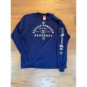 Reebok Y2K Dallas Cowboys NFL Football Men's L Long Sleeve Shirt Navy Logo EUC